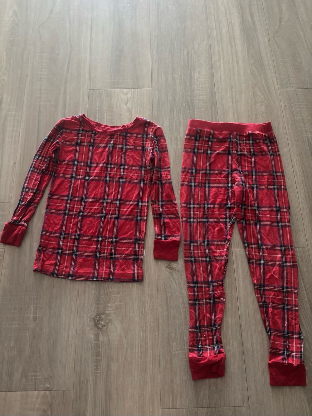Little Sleepies Luna Luxe Kids Red Plaid Pajama Set - Long Sleeve Top & Pants 4T